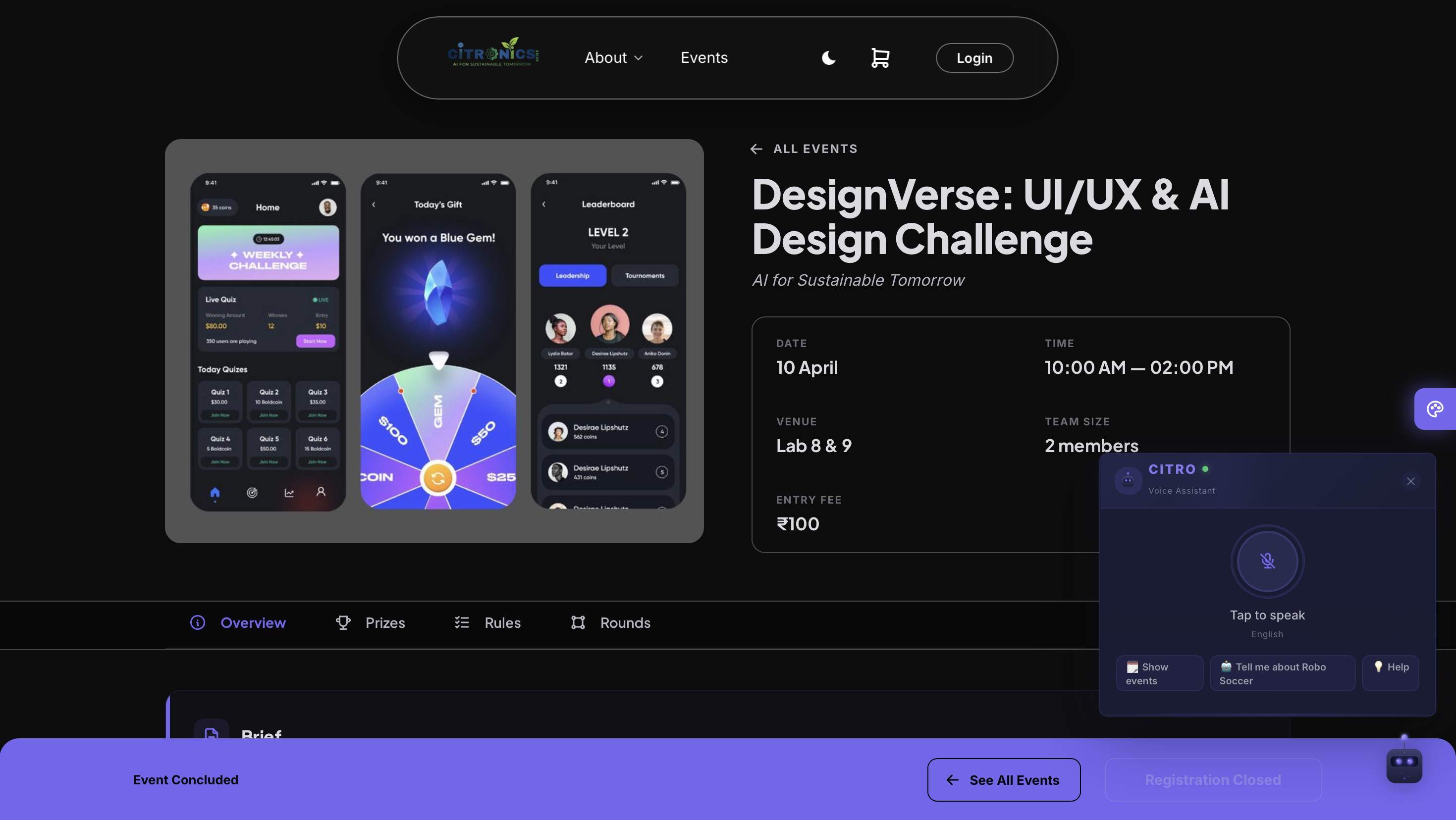 Citronics Dashboard Screenshot